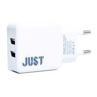 

JUST Simple Dual USB Wall Charger 2.1A/2USB, 10W White