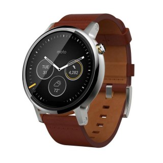 

Motorola Moto 360 2nd Gen. Men-s 46mm Steel - Silver/Cognac Leather A