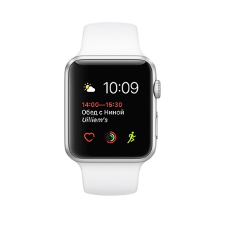 

Apple Watch Series 1 42mm silver aluminium case w/white sport band MNNL2 (US)