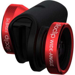 

OLLOCLIP 4-in-1 Lens System- iPhone 5/5S Red Lens/Black