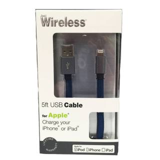 

JUST WIRELESS Blue Shoelace /Metallic Grey Lightning USB Cable (BULK)