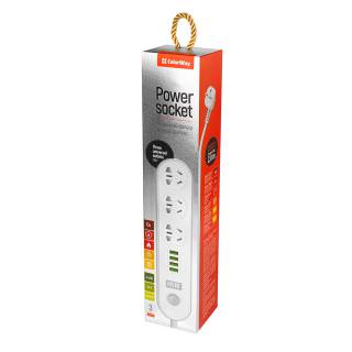 

ColorWay 3 розетки/4USB White 2M (CW-CHU34W)