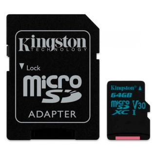 

Kingston 64GB microSDXC class 10 UHS-I U3 Canvas Go! +SD Adapter SDCG2/64GB