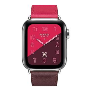 

Apple Watch Hermes Series 4 GPS + LTE 40mm Steel w. Bordeaux/Rose Extreme/Rose Azalee Leather (MU702)