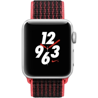 

Apple Watch Nike+ Series 3 GPS + Cellular 38mm Silver Aluminum w. Bright Crimson/BlackSport L. (MQL72) (US)