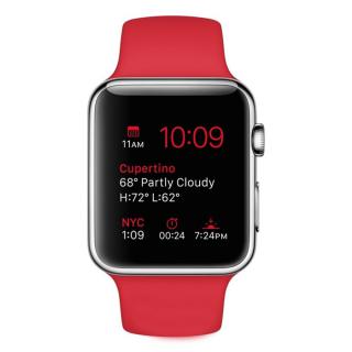 

Apple Watch 42mm Stailnless Steel Case with RED Sport Band (MLLE2)