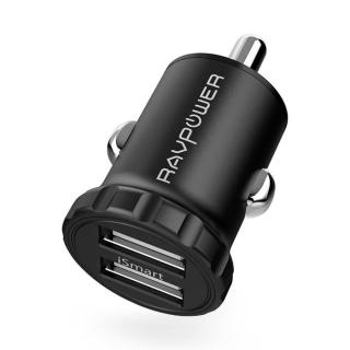 

RAVPower USB Car Charger Mini 2xUSB 24W 4.8A with iSmart 2.0 Charging Tech Black (RP-PC031)