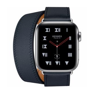 

Apple Watch Hermes Series 4 GPS + Cellular 40mm Stainless Steel Case with Bleu Indigo Swift Leather Double Tour (MU6Q2)