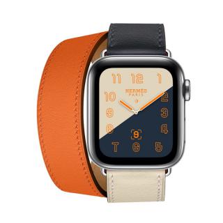 

Apple Watch Series 4 Hermes GPS + Cellular 40mm Stainless Steel Case with Indigo/Craie/Orange Swift Leather Double Tour (MU7K2/MU7L2)