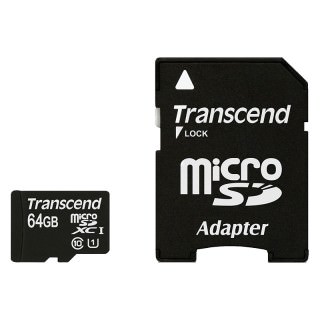 

Transcend 64 GB microSDXC UHS-I Premium + SD Adapter TS64GUSDU1